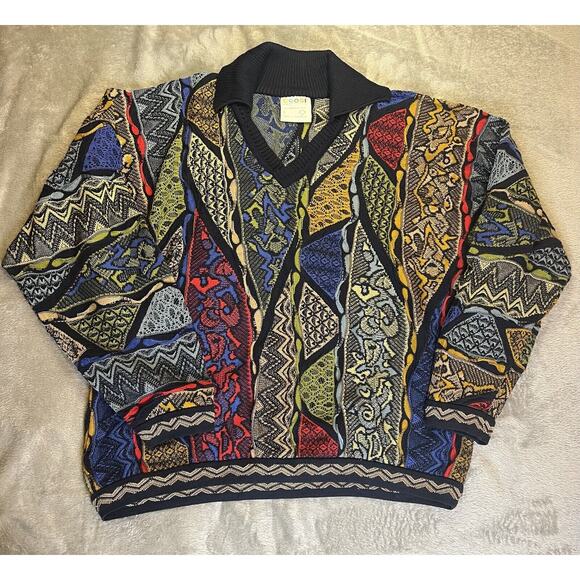 Coogi Australia Collared Sweater Size Large Multicolor 3D Knit Pullover 74095 - Picture 12 of 16